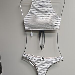 Striped Halter Bikini Set